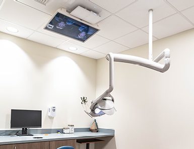 AS-168iX Audio Spotlight directional speaker installed in dentist surgery